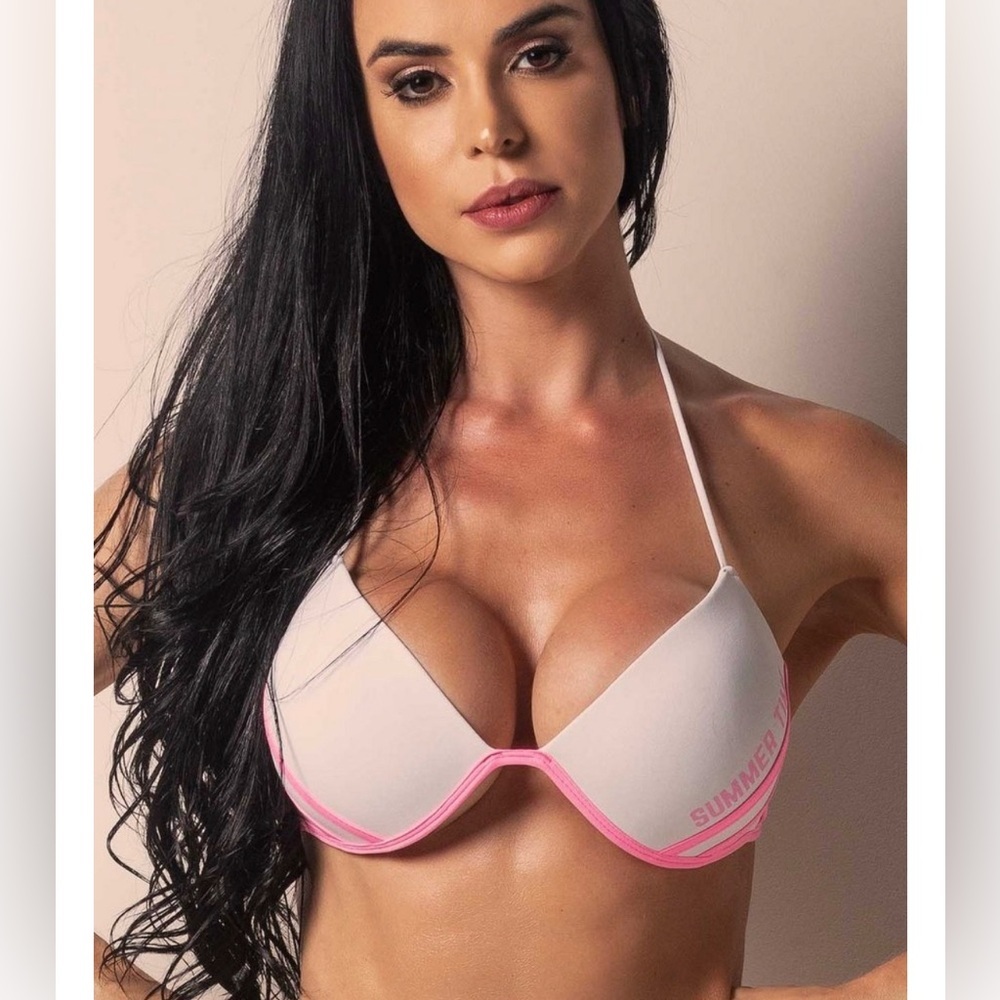 Pink and White Bikini Top